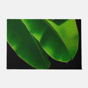 Vibrant Green Banana Leaf Tropical Closeup Doormat