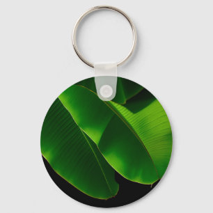 Vibrant Green Banana Leaf Tropical Closeup Key Ring