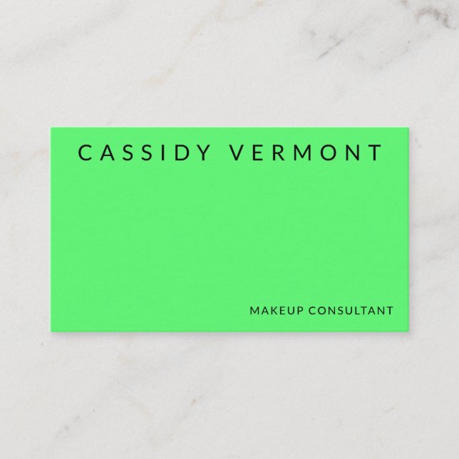 Vibrant Green Beauty Makeup Hair Consultant  Business Card (Front)