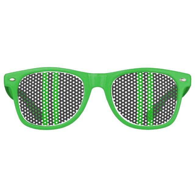Vibrant Green Carbon Fiber Style Racing Stripes Retro Sunglasses (Front)