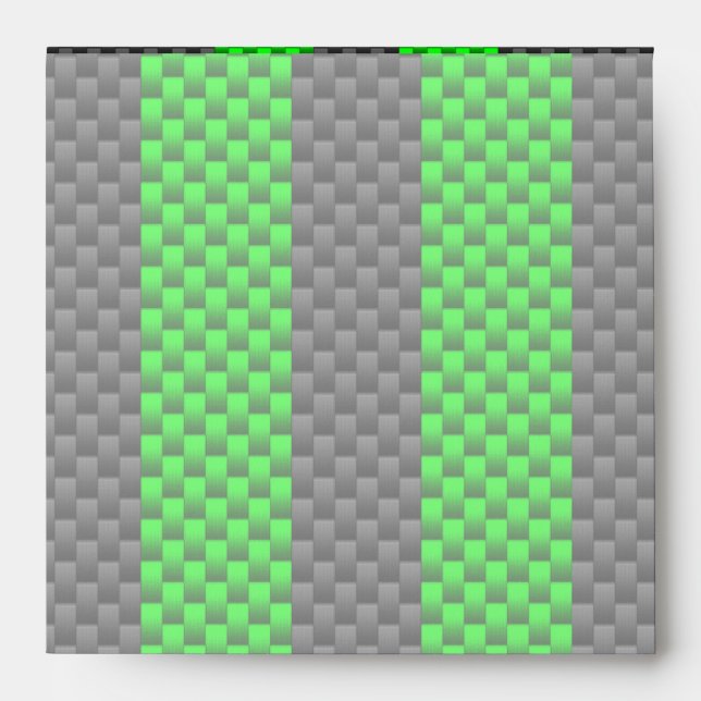 Vibrant Green Carbon Fibre Style Racing Stripes Envelope (Front)