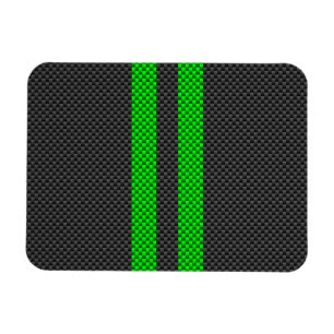 Vibrant Green Carbon Fibre Style Racing Stripes Magnet