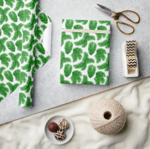 Vibrant Green Foliage Botanical Organic Pattern Wrapping Paper
