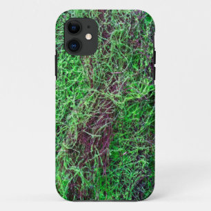 Vibrant Green Forest Moss Fine Twigs Texture Photo iPhone 11 Case