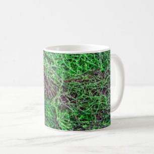 Vibrant Green Forest Moss Fine Twigs Texture Photo Coffee Mug
