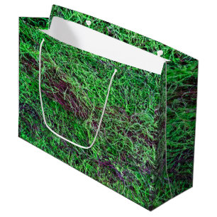 Vibrant Green Forest Moss Fine Twigs Texture Photo Large Gift Bag
