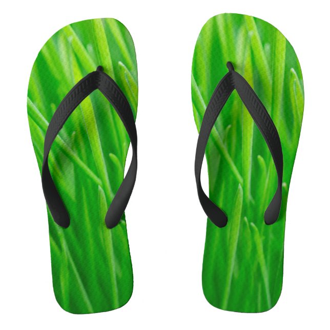 Vibrant Green Fresh Wheatgrass  Flip Flops (Footbed)