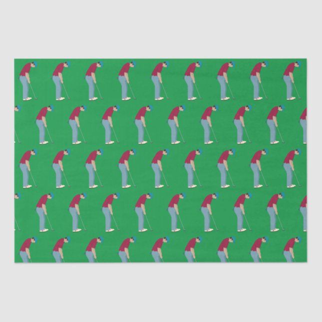 Vibrant Green Golf Putting theme  Tissue Paper (Front)