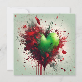 Vibrant Green Heart With Scattered Red Petals