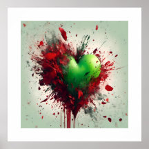 Vibrant Green Heart With Scattered Red Petals