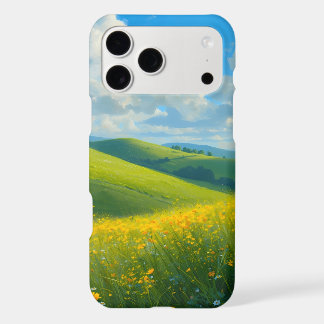 Vibrant Green Hills & Yellow Flowers Landscape Ar