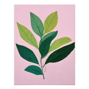 Vibrant Green Leaves on Pink Photo Print