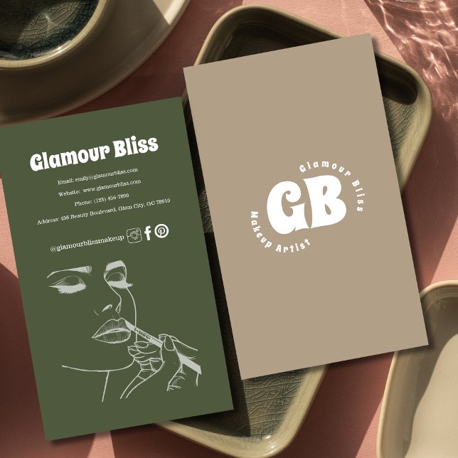 Vibrant Green Makeup Artist Salon Business Card (Creator Uploaded)