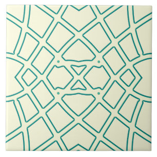 Vibrant green outline classic pattern ceramic til tile