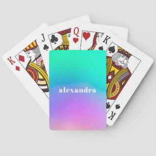 Vibrant Green Purple Abstract Unicorn Gradient  Playing Cards