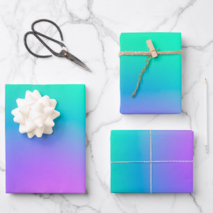 Vibrant Green Purple Abstract Unicorn Gradient  Wrapping Paper Sheet