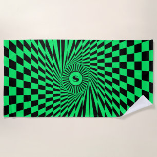 Vibrant Green Rays Custom Sun Graphic Beach Towel