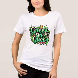 Vibrant Green Sin Queen Hand-Drawn Typography T-Sh Tri-Blend Shirt