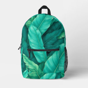 Vibrant Green Tropical Banana Leaves Pattern Printed Backpack
