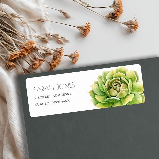 VIBRANT GREEN WATERCOLOR SUCCULENT ADDRESS (Creator Uploaded)