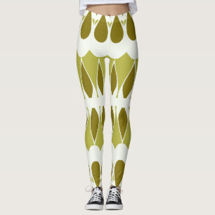 Vibrant green white classic "Ratti_Creative_Arts" Leggings