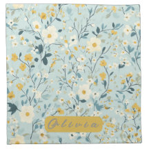 Vibrant green yellow blue white flowers