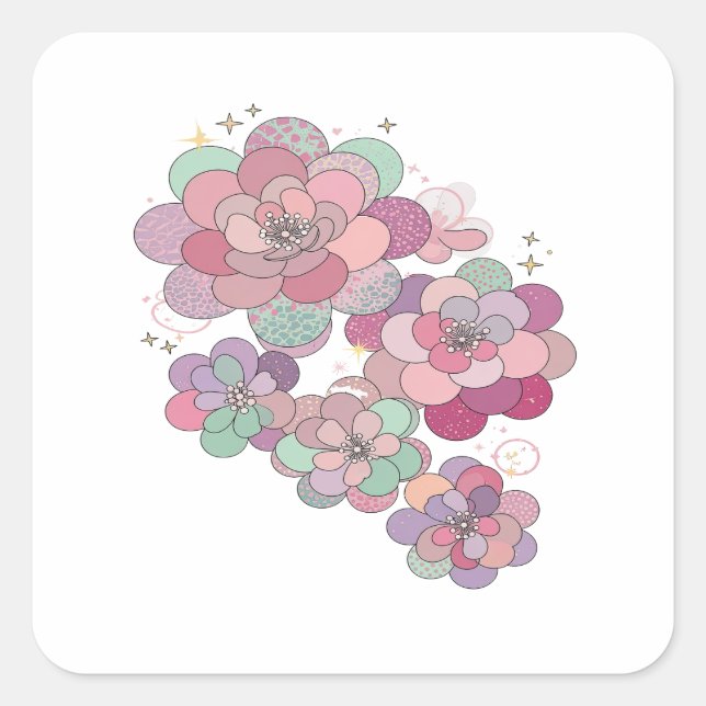 Vibrant Grey FLORAL FANTASY Sticker Print (Front)