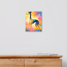 Vibrant Greyhound Dog Abstract Impasto Canvas Wall
