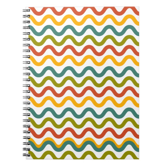 "Vibrant Groovy Waves - Retro Aesthetic Notebook C (Front)