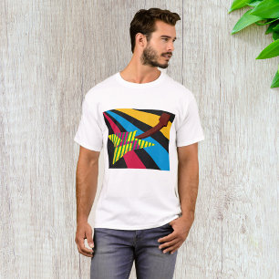 Vibrant Guitar with Geometric Stripes T-Shirt