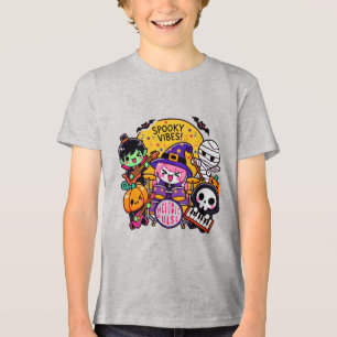 Vibrant Halloween Band: Spooky Vibes Artwork Tri-Blend Shirt