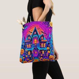Vibrant Halloween House Art Tote Bag