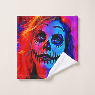 Vibrant Halloween Makeup Art Bath Towel Set