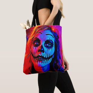 Vibrant Halloween Makeup Art Tote Bag