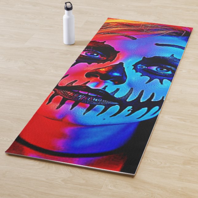 Vibrant Halloween Makeup Art Yoga Mat (In Situ)
