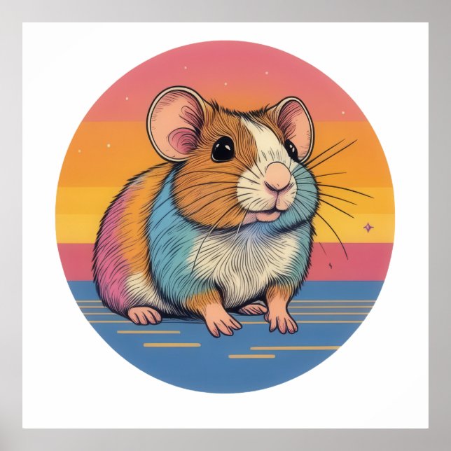 Vibrant Hamster Portrait Poster (Front)