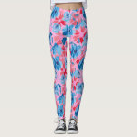 Vibrant Hand-Painted Flower Design Red Blue Leggings<br><div class="desc">Make a statement with these Bold Floral Red & Blue Leggings, featuring hand-painted red and blue flowers with pink hearts and playful dots on a crisp white background. Designed for comfort and style, these leggings are perfect for workouts, casual outings, or adding a bold floral touch to your wardrobe. The...</div>