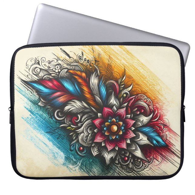 Vibrant Hand-Sketched Power Laptop Sleeve (Front)