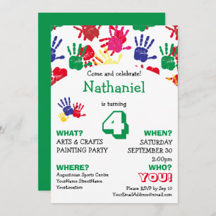 Vibrant Handprints Kids Birthday Party Invitation