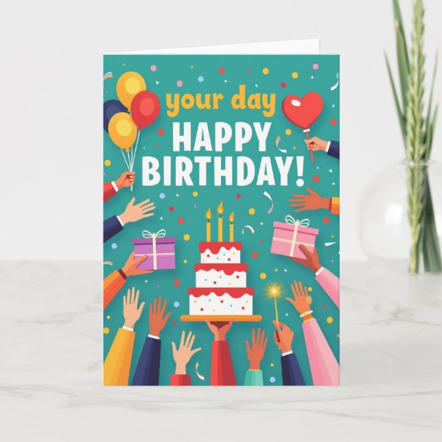 Vibrant Hands Birthday Card (Front)