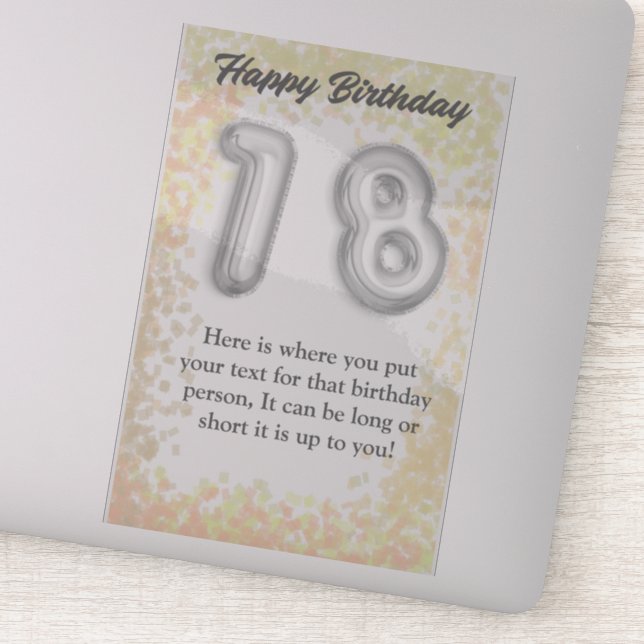 Vibrant 'Happy 18th Birthday' Sticker  (Detail)