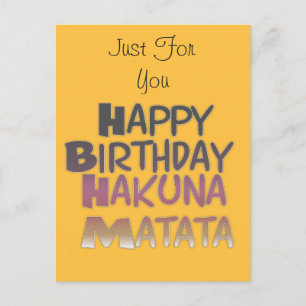 Vibrant Happy Birthday Hakuna Matata Design Postcard
