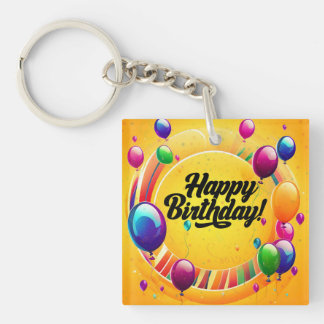 Vibrant Happy Birthday Key Ring