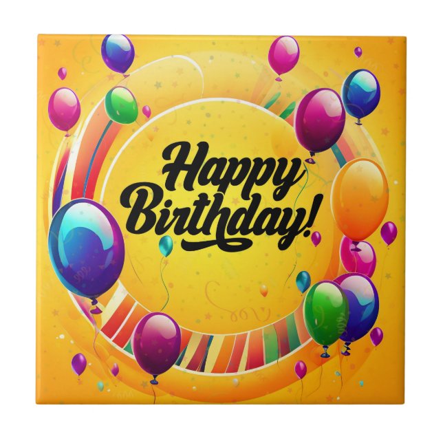 Vibrant Happy Birthday Tile (Front)
