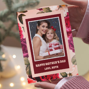 Vibrant   Happy Mother's Day Pink Roses Photo Card