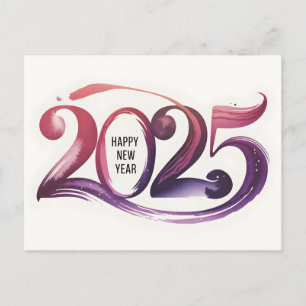 Vibrant Happy New Year 2025 Design Holiday Postcard