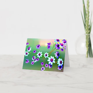 Vibrant Happy Purple and White Flowers  Thank You Card