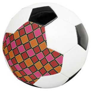 Vibrant Harlequin Diamond Pattern in Red, Orange, Football