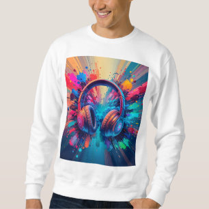 🎧 Vibrant Headphones With Colourful Paint Splash Sweatshirt