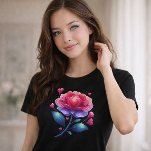 Vibrant Heart Blossom Romantic Floral Art Tri-Blend Shirt